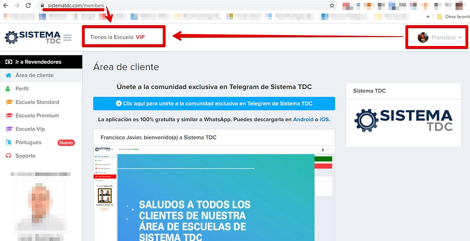 Sistema TDC 2.0 Membresia VIP
